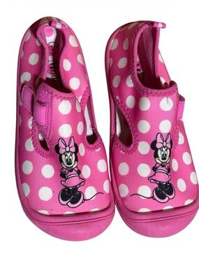 Disney Minnie Mouse Pink White Polka Dot Water Shoes size 13/1